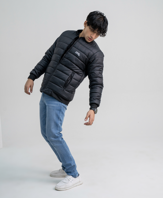 Black Full Sleeve Ribbed Jacket