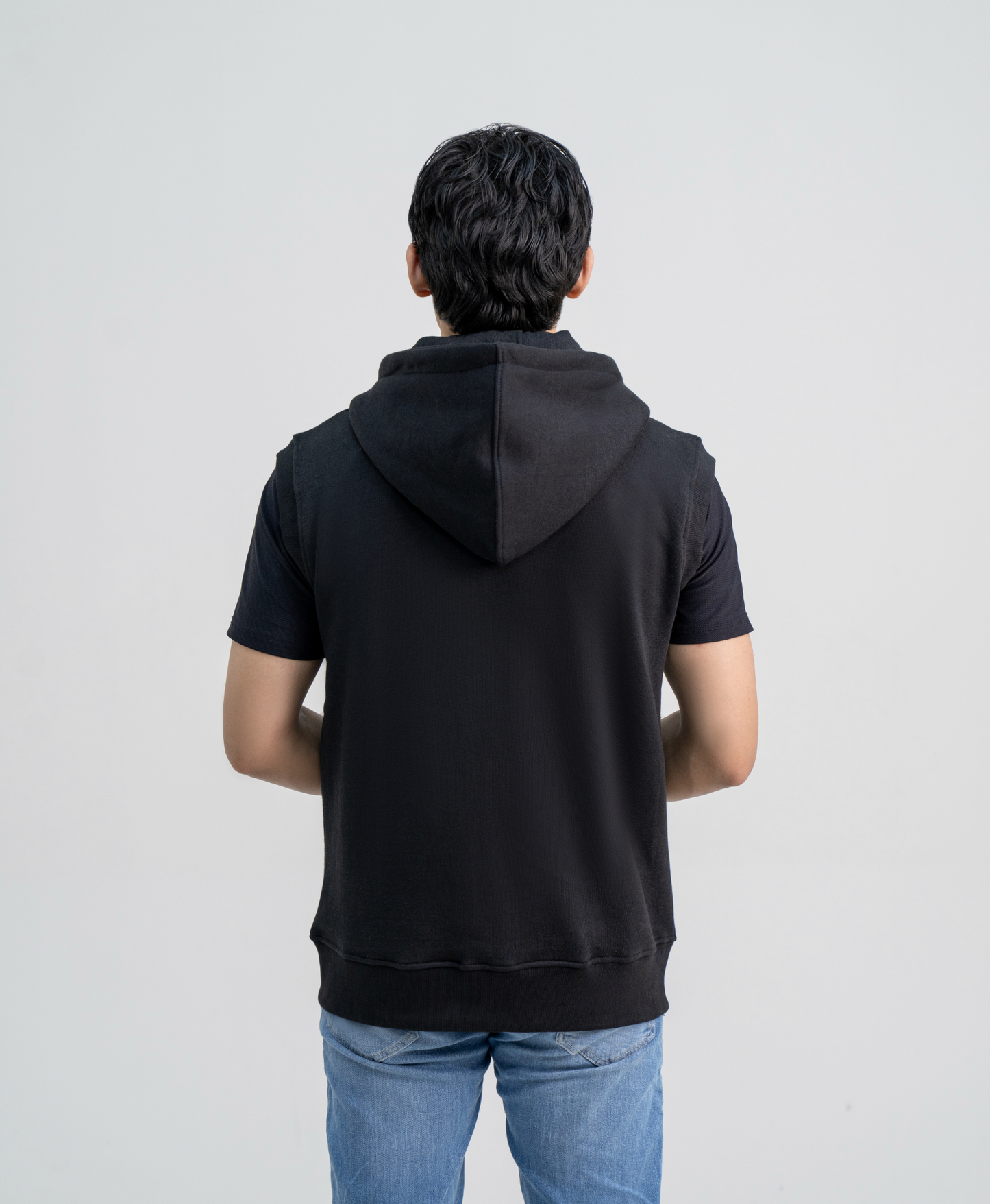 Black Sleeveless Hoodie