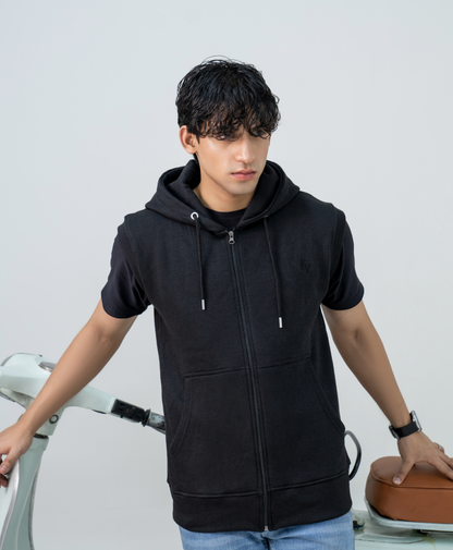 Black Sleeveless Hoodie