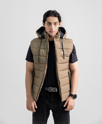 Brown Sleeveless Puffer Jacket