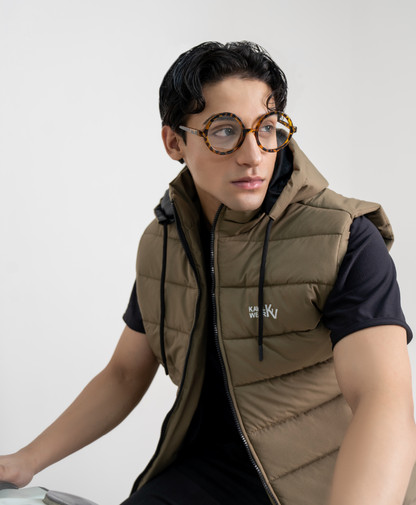 Brown Sleeveless Puffer Jacket