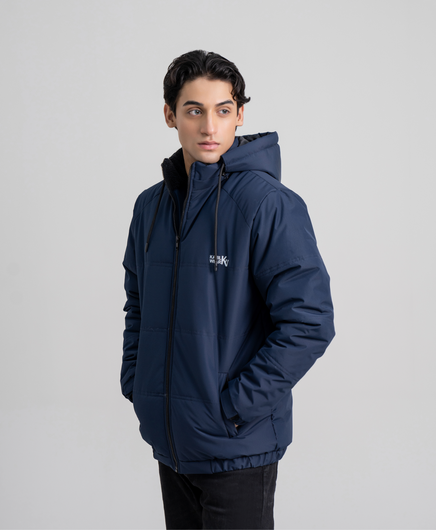 Navy Blue Full Sleeves Puffer jacket
