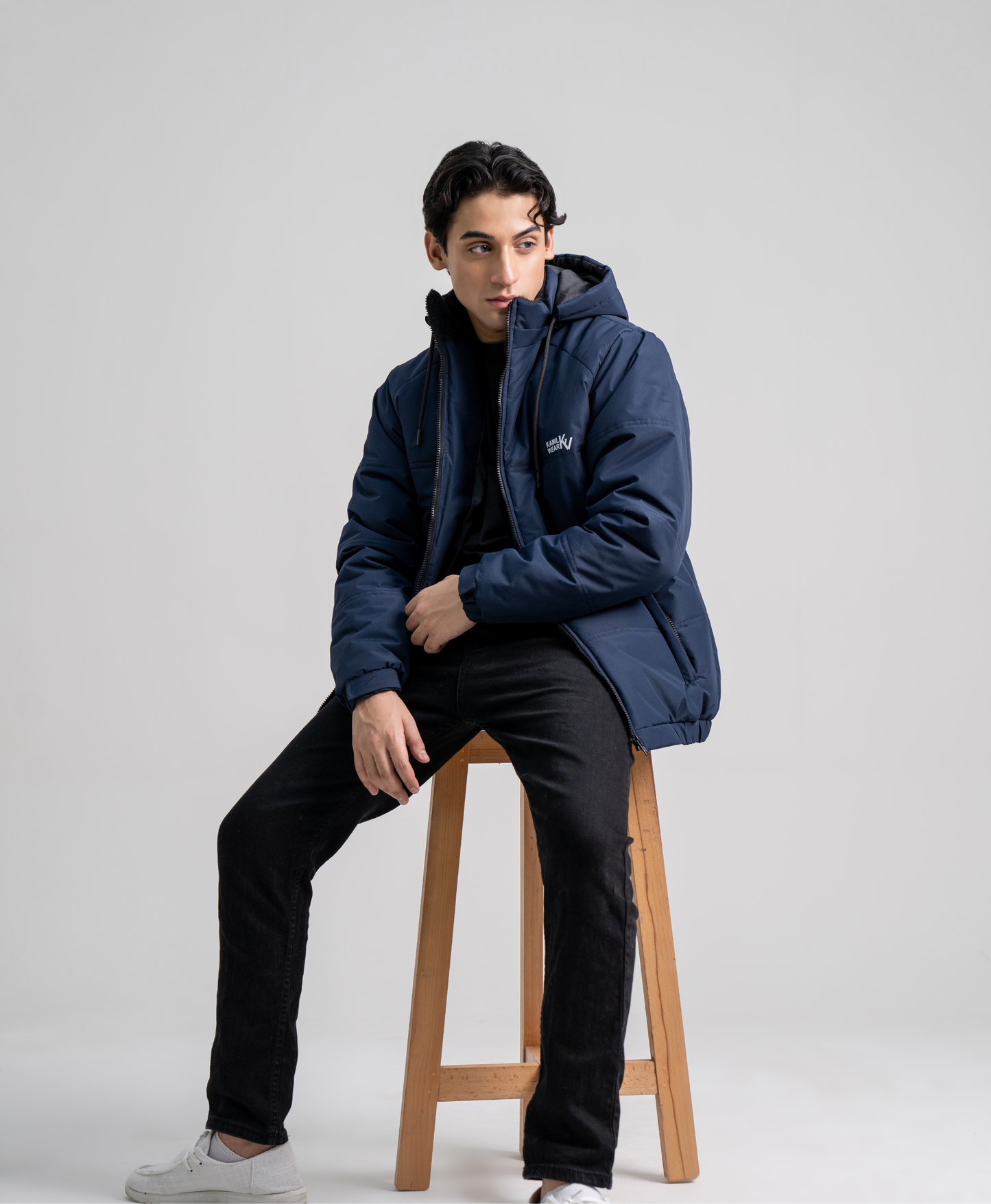 Navy Blue Full Sleeves Puffer jacket