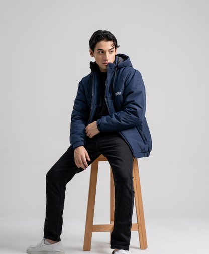 Navy Blue Full Sleeves Puffer jacket