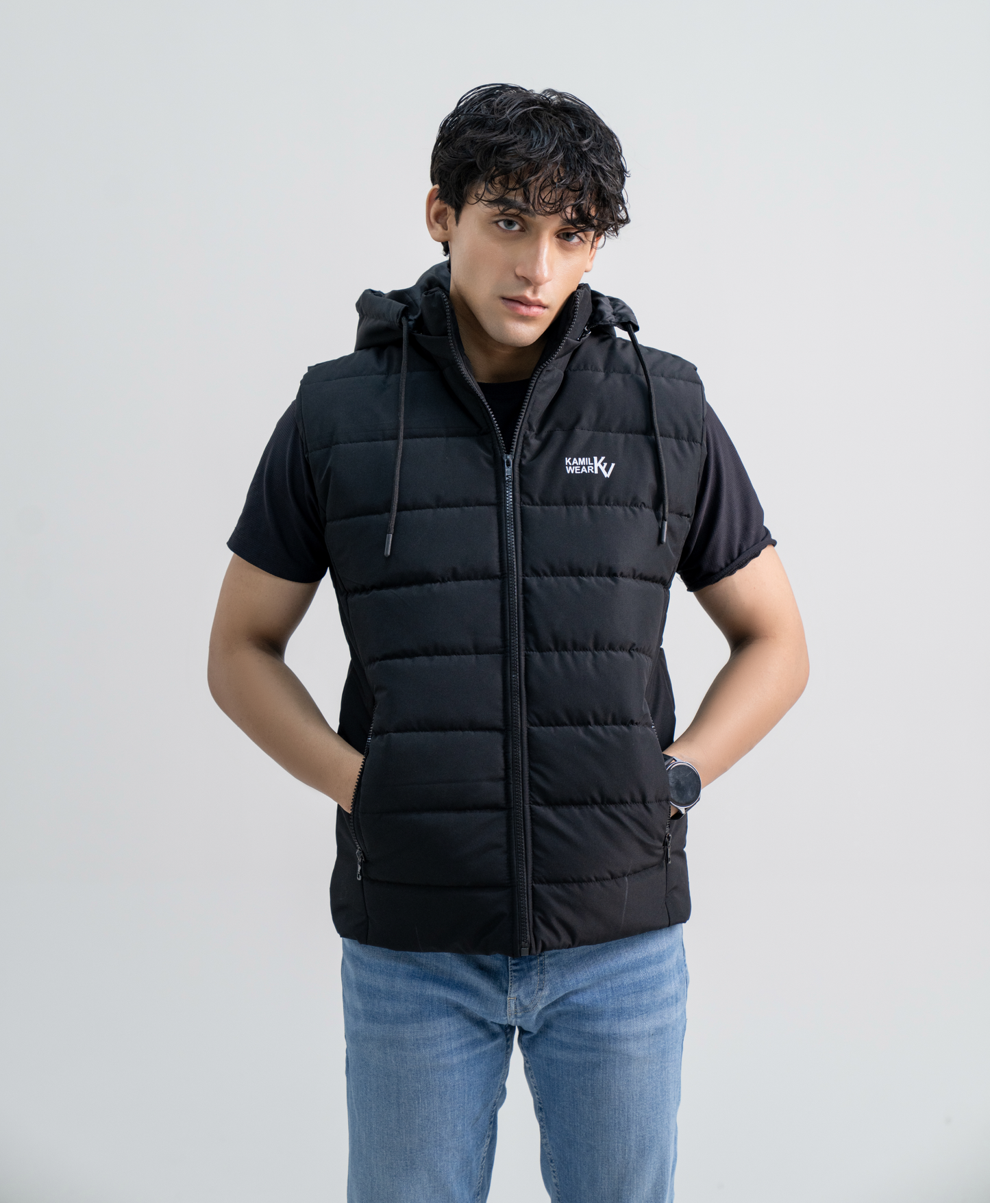 Black Sleeveless Puffer Jacket