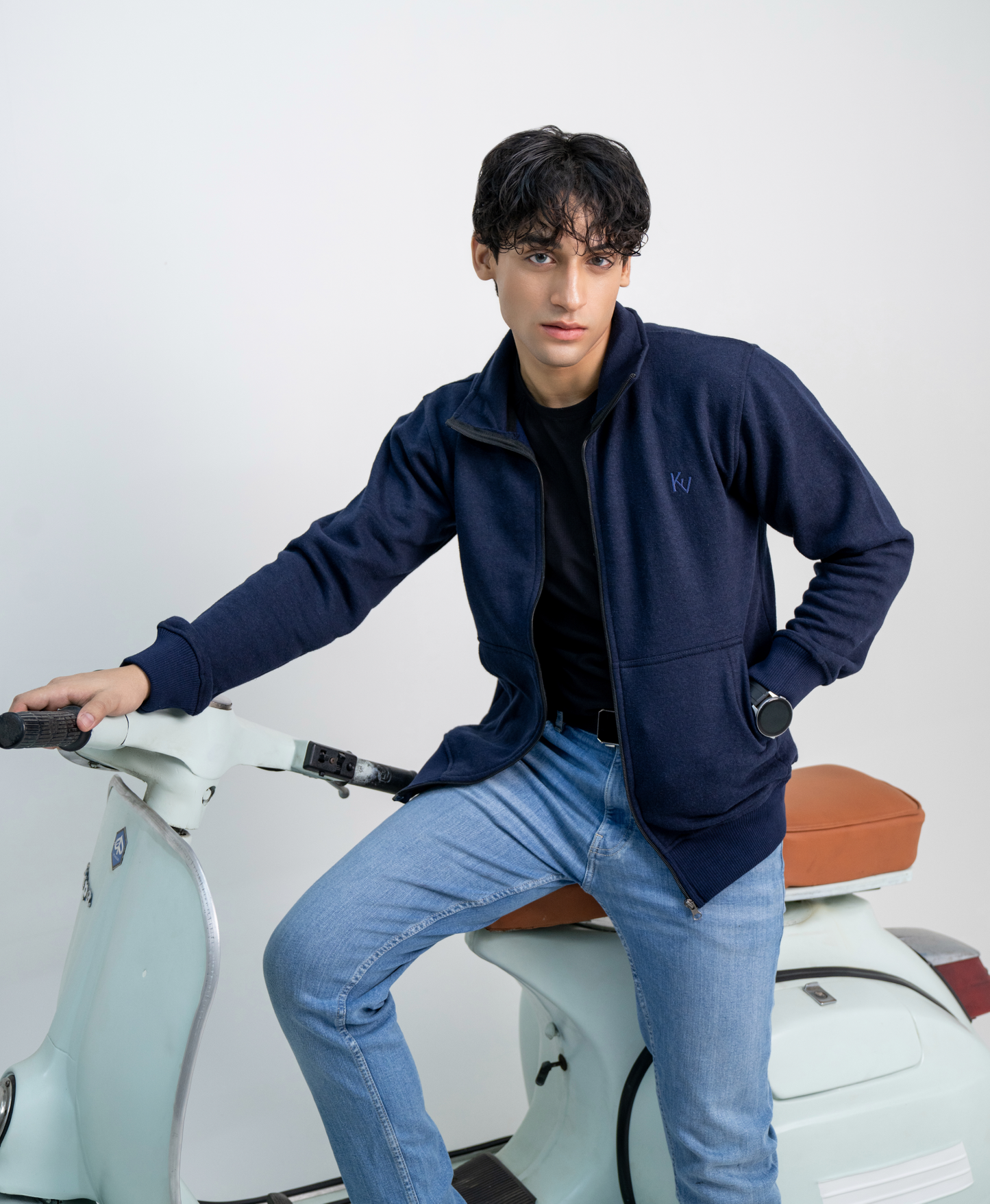 Navy Blue Full Sleeve Zipper