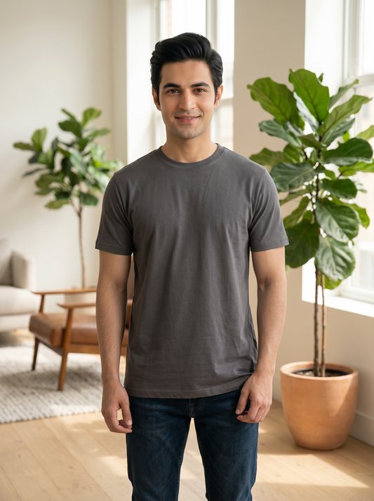 Deep Grey Cotton Tee