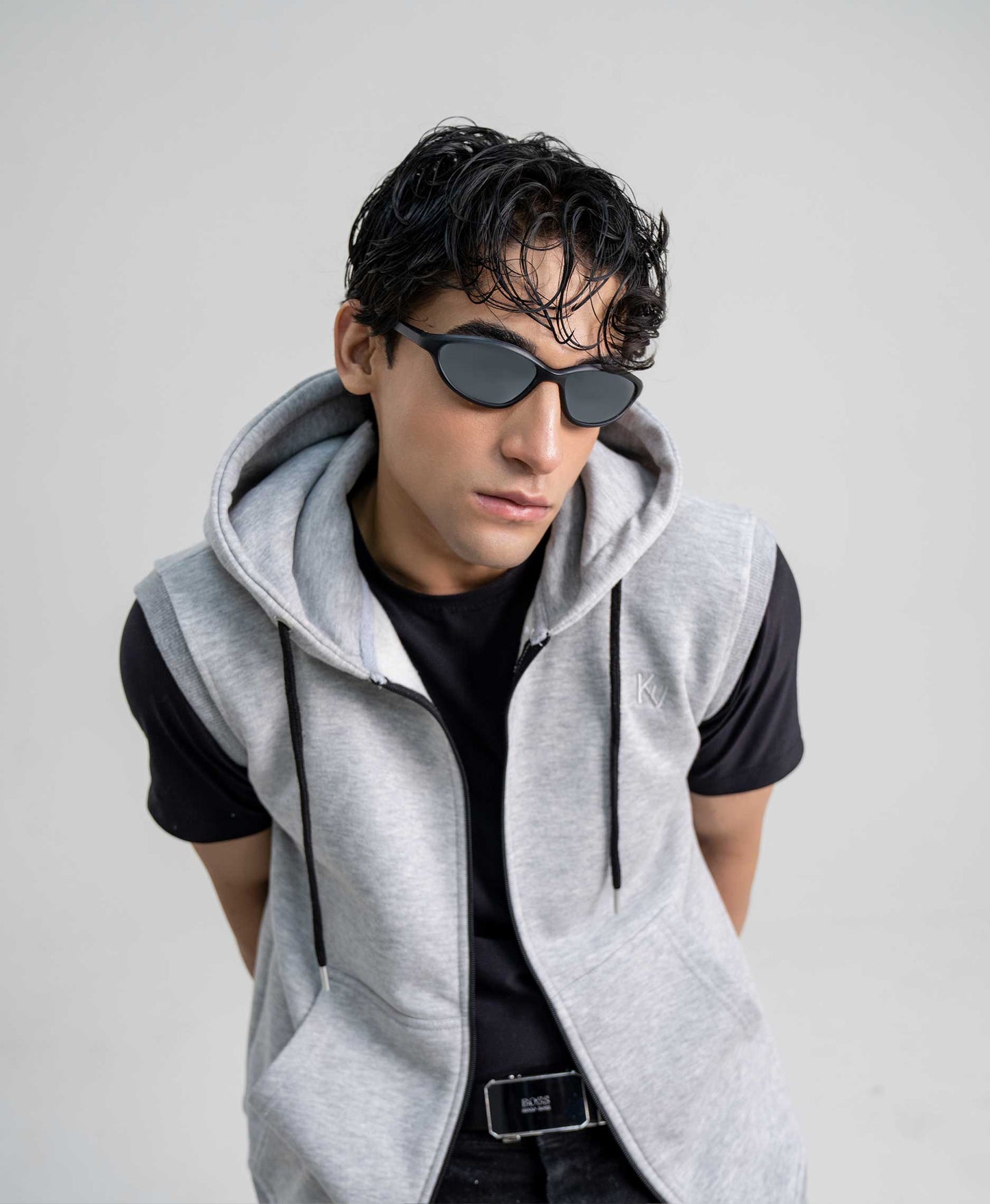 Grey Sleeveless Hoodie