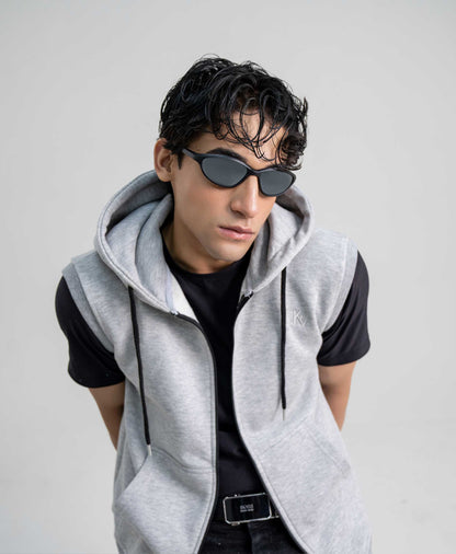 Grey Sleeveless Hoodie