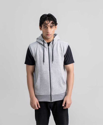 Grey Sleeveless Hoodie