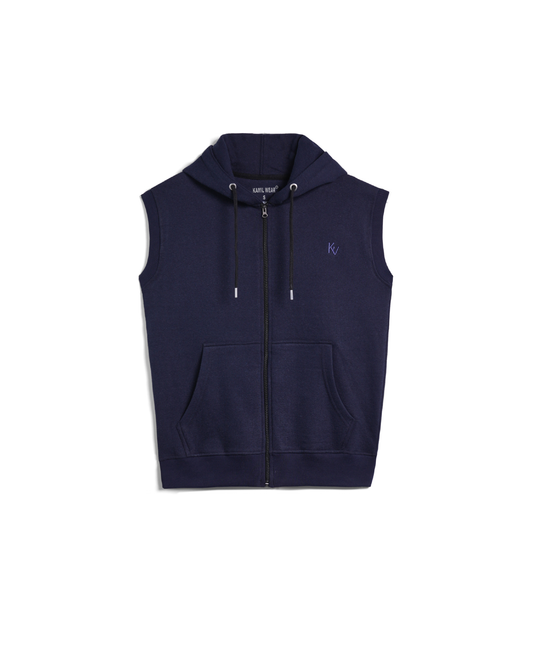 Navy Blue Sleeveless Hoodie