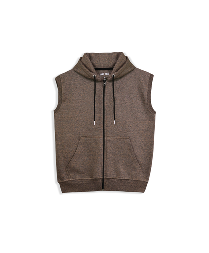 Brown Sleeveless Hoodie