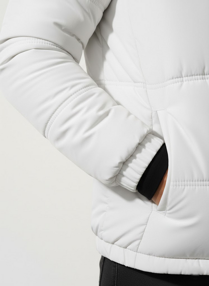 Ash White Full Sleeves Puffer Jacket